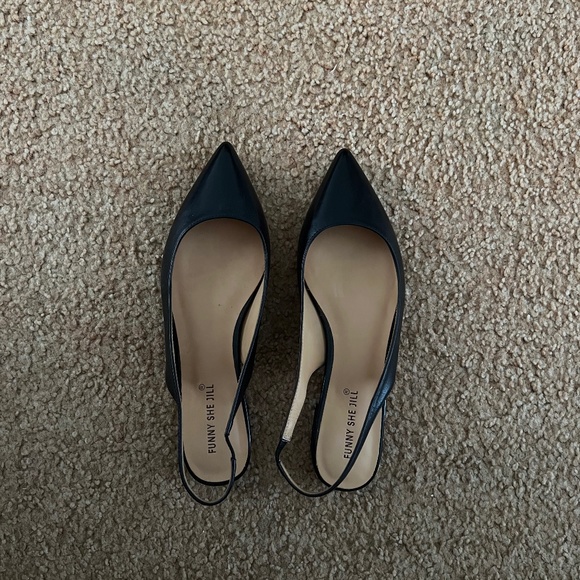 Funny She Jill Pointy Low Heels in Black - Picture 1 of 2